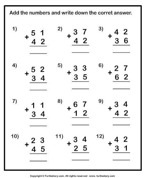 Adding Without Regrouping (No Carry Over)